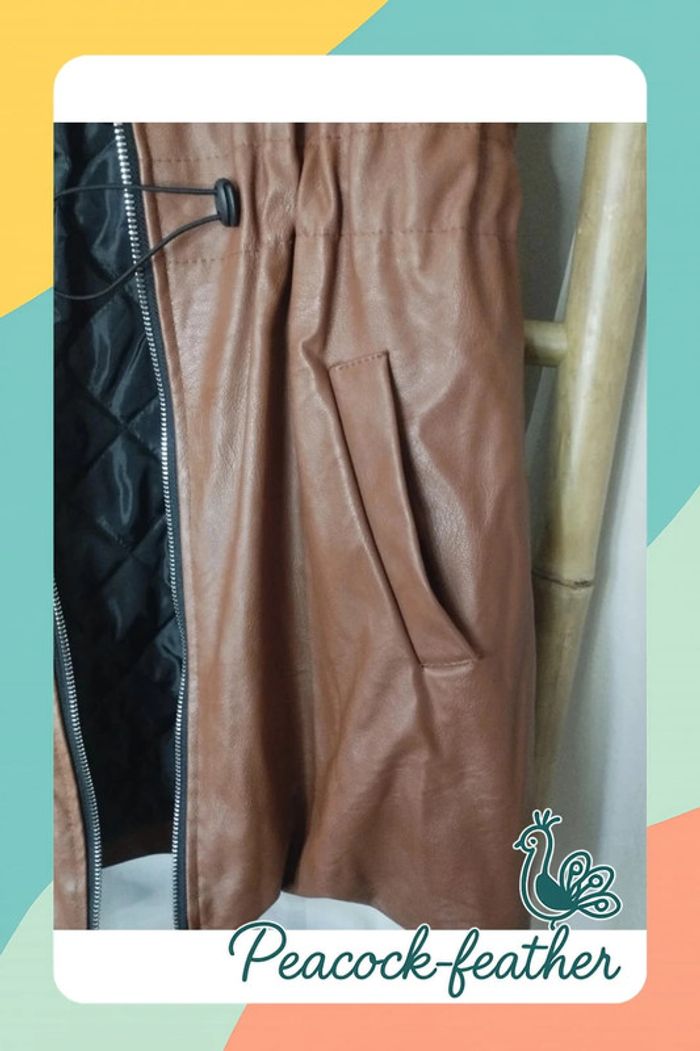 Blouson sans manches simili marron TU - photo numéro 7