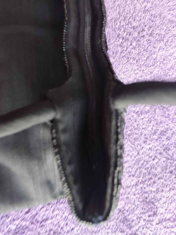 Petit sac à main vintage tissu brodé fermeture anse noir pampille perle sequin - photo numéro 10