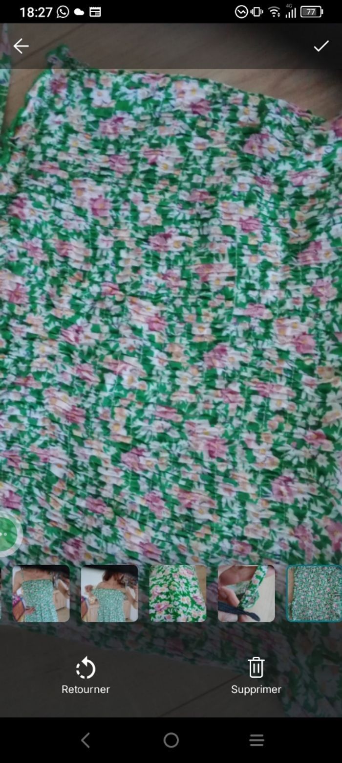 Robe fleurie s vert et rose c76 - photo numéro 10