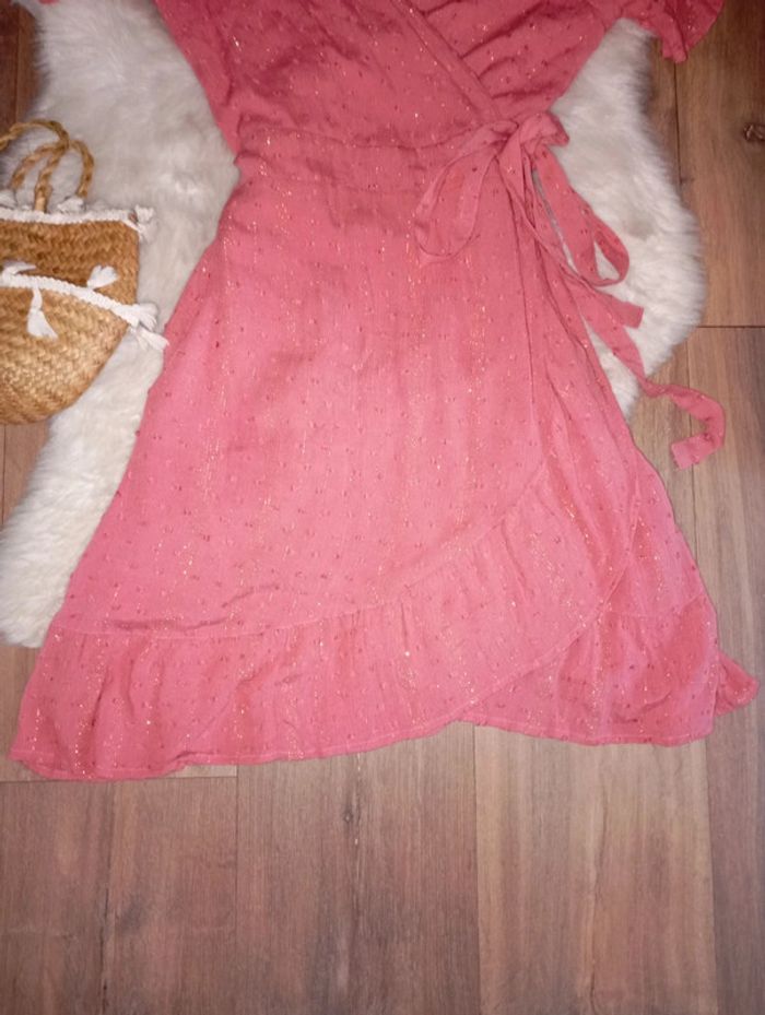 Goa 🔆 neuf ! robe portefeuille rose plumetis taille L soit 38/40 - photo numéro 3