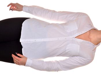 chemisier blanc uni col v ajusté manches longues taille S