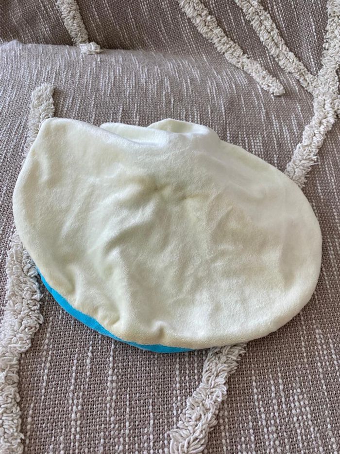 Peluche doudou plat 28cm luminou phosphorescente coccinelle insecte bleu et jaune très bon état - photo numéro 3