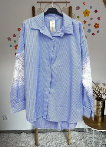Chemise rayée bleu grande taille
