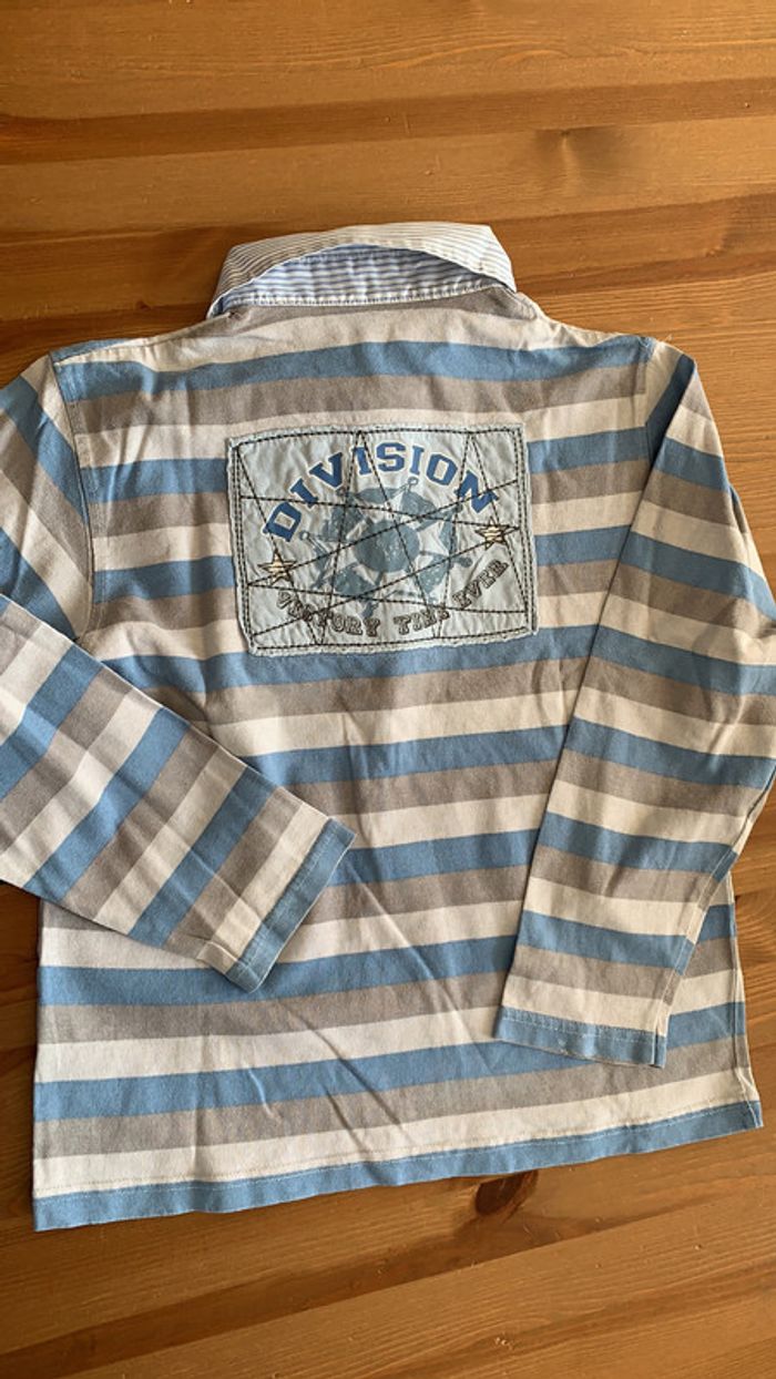 Polo manches longues 10 ans bleu/ gris - photo numéro 3