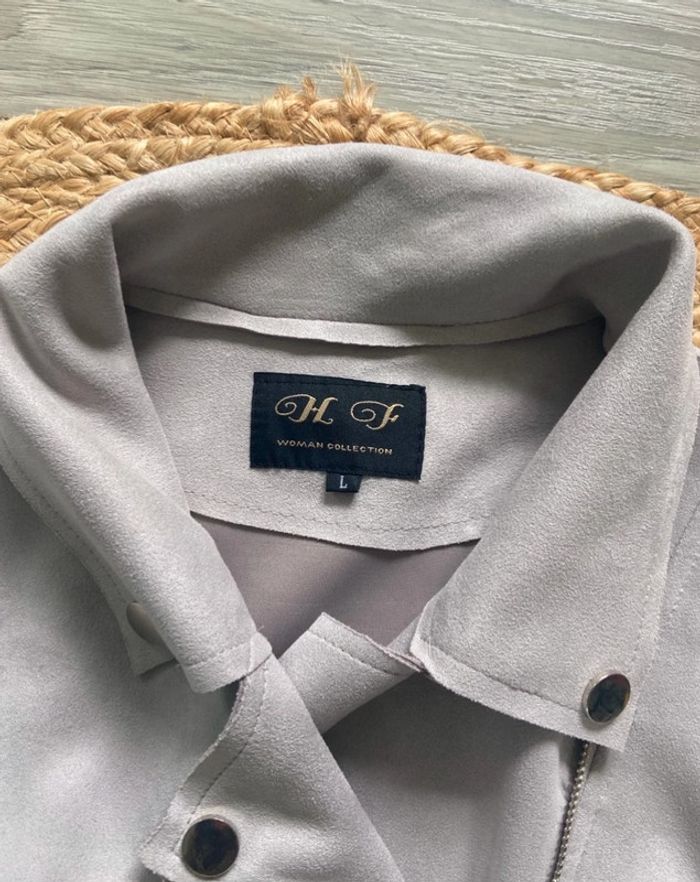 🩶 Veste blouson femme en suédine grise Taille L 🩶 - photo numéro 9