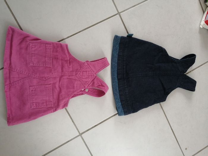 Lot de deux robe en jean file rose et bleu marine 6 mois - photo numéro 4