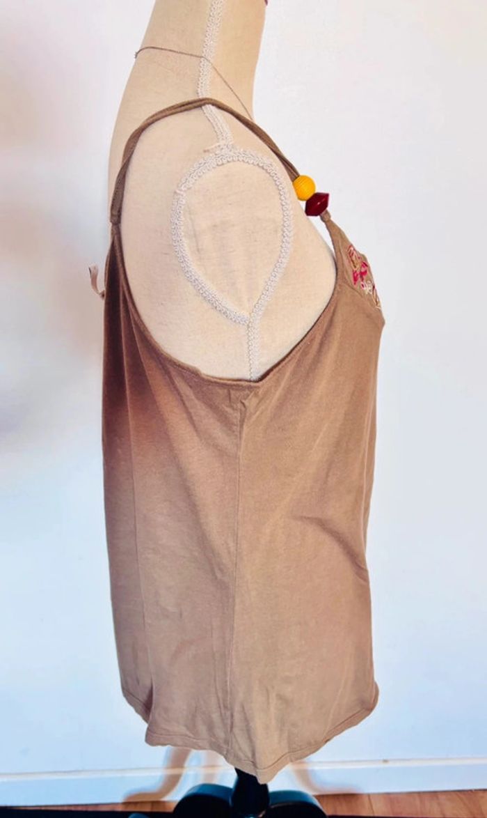 💕 blouse kaki d’été doublé bretelles avec perles taille 42 xl #camaieu - photo numéro 5