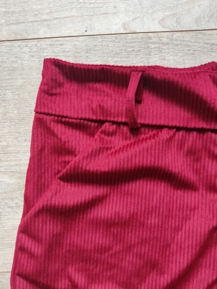 Short taille haute velours côtelé rouge bordeaux avec poches taille L Laçati neuf - photo numéro 4