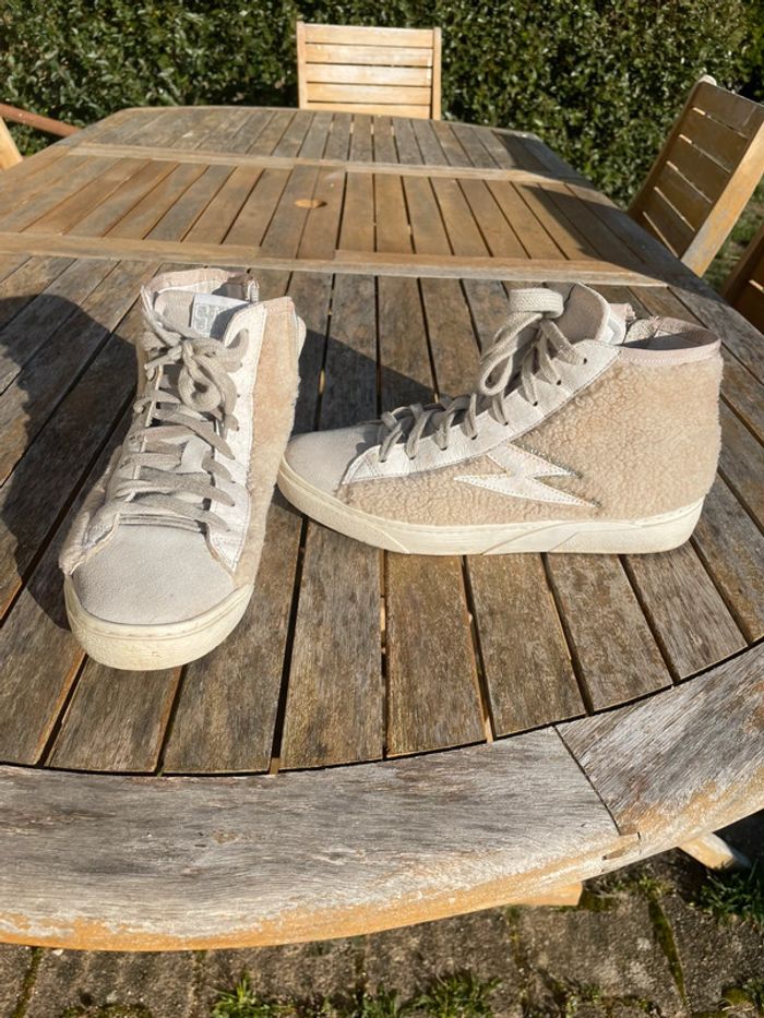 Baskets semerdjian beige moumoute montante