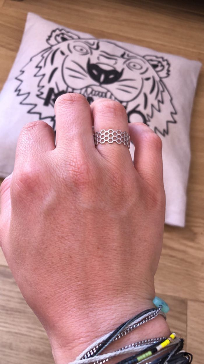 Bague réglable métal argenté minimaliste - photo numéro 2