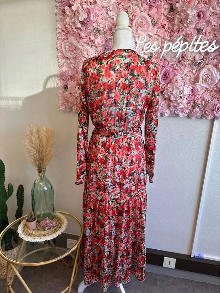 Robe longue motifs fleuris rouge corail taille M - Millenium - photo numéro 5
