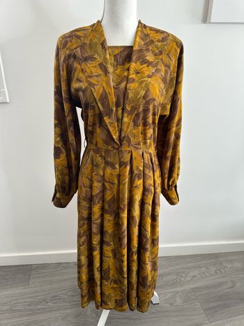 Robe à fleurs moutarde et marron Vintage T38 M
