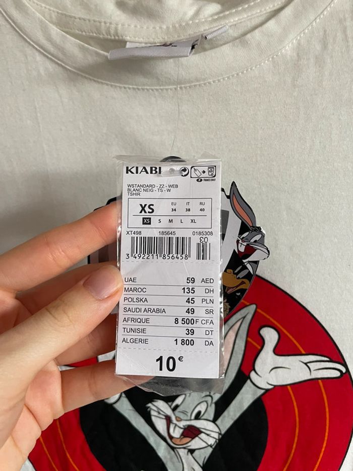 Tee shirt à manches courtes blanc à motifs Looney Tunes, taille Xs, marque Kiabi - photo numéro 3