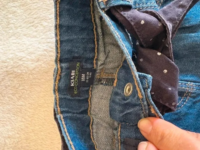 Short en jean bébé KIABI avec ceinture foulard pois – 18 mois - photo numéro 4