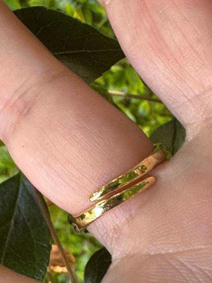 Grosse bague habaha Paris jade vert améthyste acier inoxydable or serti de zircons réglable - photo numéro 4