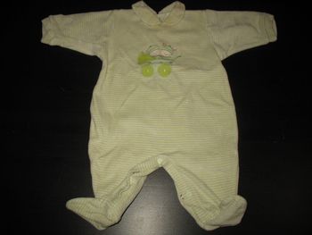 PYJAMA DORS BIEN RAYÉ VERT / BLANC BÉBÉ GARÇON "DING DONG" - 3 MOIS - n°05