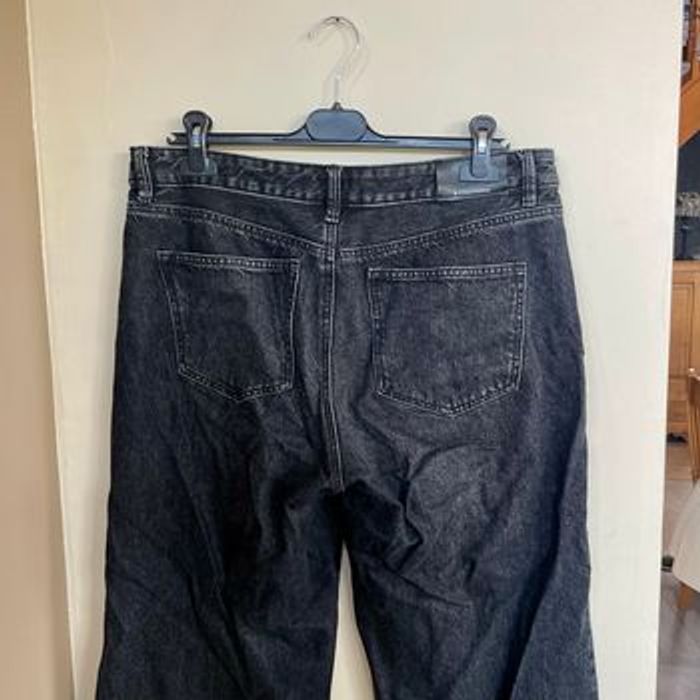 Jean droit noir Stradivarius taille 42 coupe large D92 denim brut délavé V063 - photo numéro 9