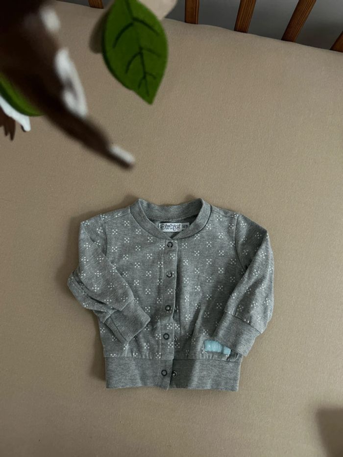 Gilet sweat gris à pois