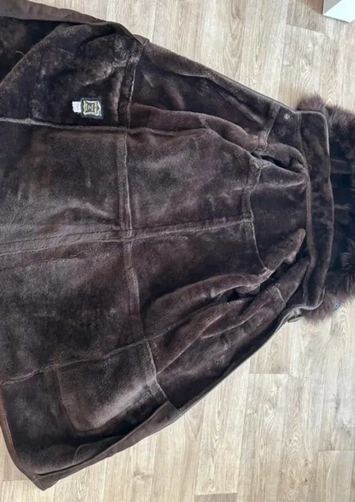 Victor manteau en peau , marron,  capuche amovible femme, taille 40 - photo numéro 8