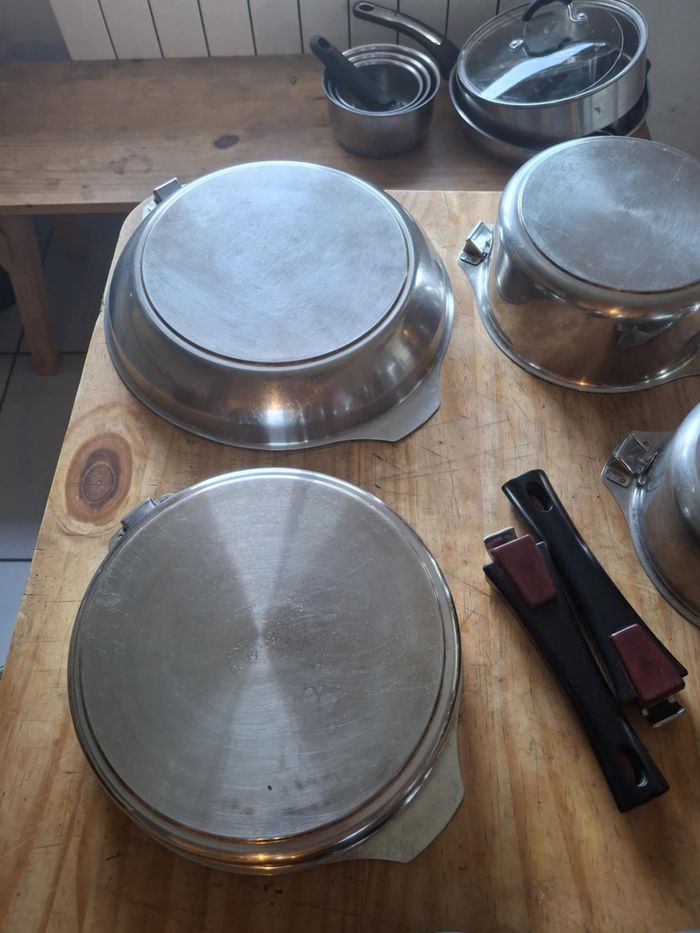 Batterie letang et remy triplinox en inox 18/10 triple fond cuivre/inox 5 casseroles + 2 poêles - photo numéro 5