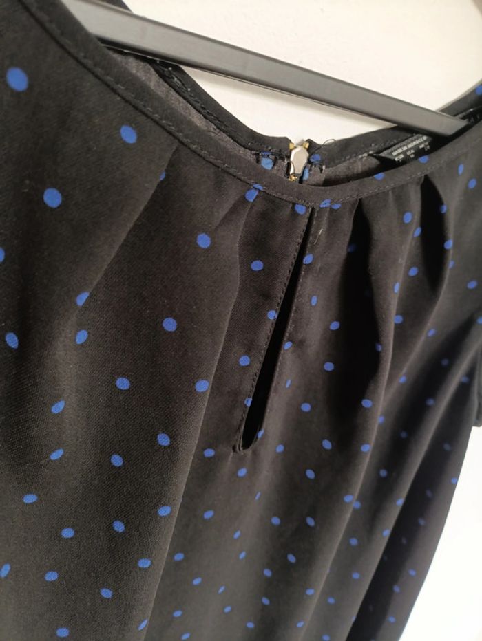 Top noir à pois bleus Zara Basic – Taille S - photo numéro 5