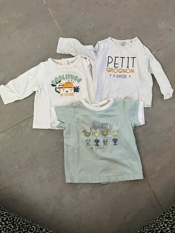 Lot 3 t shirts 9 mois