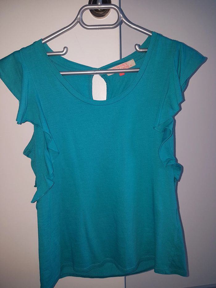 T shirt turquoise cache cache taille 1 - photo numéro 3