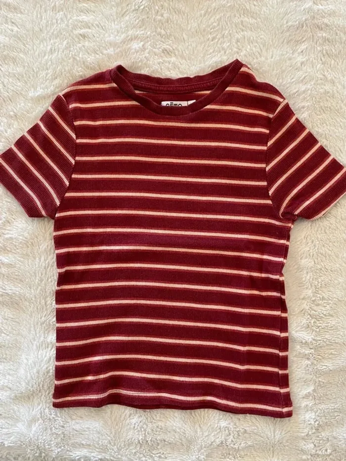 Top crop rayé rouge brique - photo numéro 2
