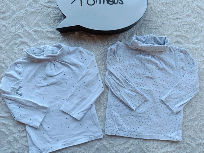 Lot de 2 sous pull col roulé Fille 18 mois cœur pois Kiabi - photo numéro 2