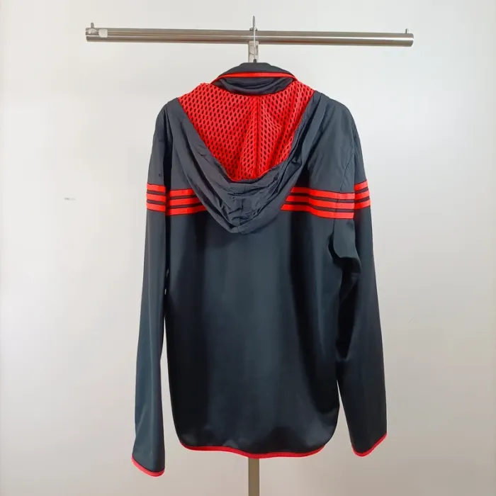 Veste à capuche Adidas grise noire et rouge bandes logo sport streetwear sport homme M A1525 - photo numéro 7