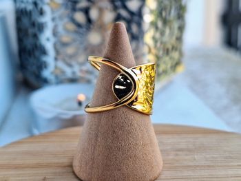 ague Doré ouverte en acier inoxydable bague avec un design moderne et jolie, Ajustable