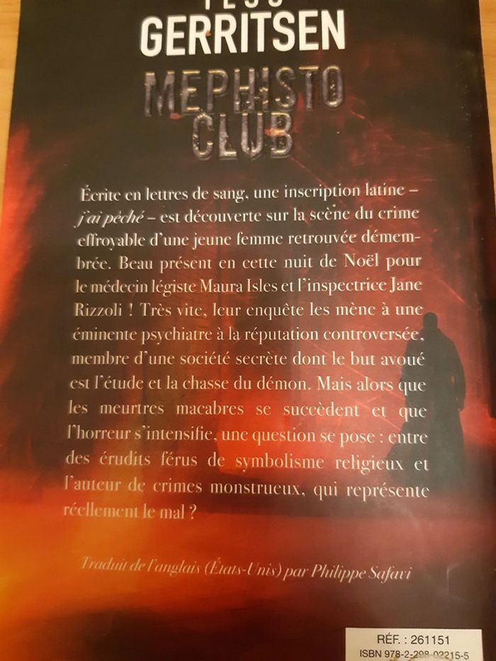 Livre Mephisto Club de Tess Gerritsen - photo numéro 2