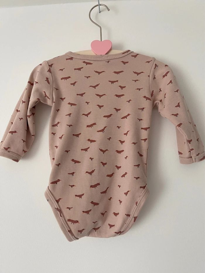 Lot de 3 bodies Trixie manches longues couleur vieux rose + petit pantalon avec pieds assorti H&M - photo numéro 11