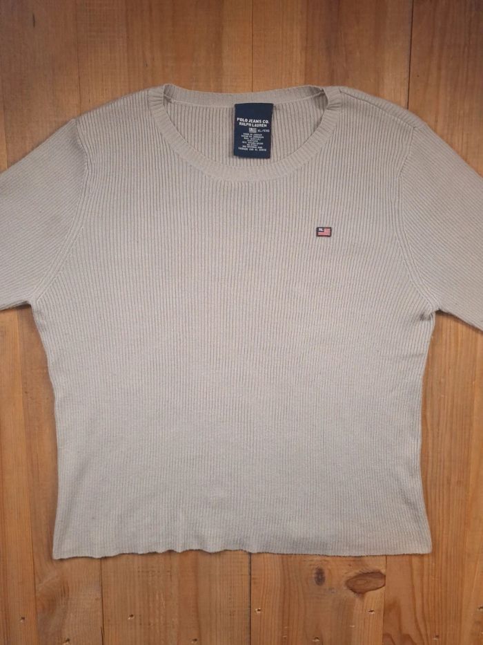 Pull vintage ralph lauren polo jeans femme - beige - taille XL - photo numéro 2