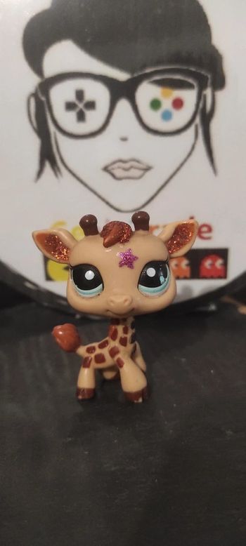 Littlest Petshop LPS girafe 2348 hasbro Pet Shop Girafe Gliter Flower Paillettes
