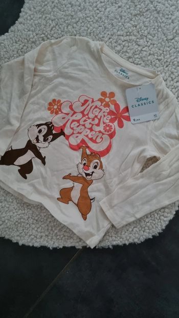 Haut tee shirt manches longues beige disney neuf tic et tac 4 / 5 as