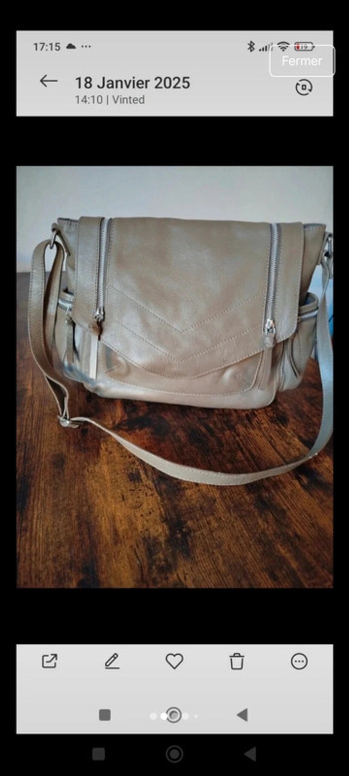 Sac fourre tout Cuir de vachette Vintage Dressing - photo numéro 5