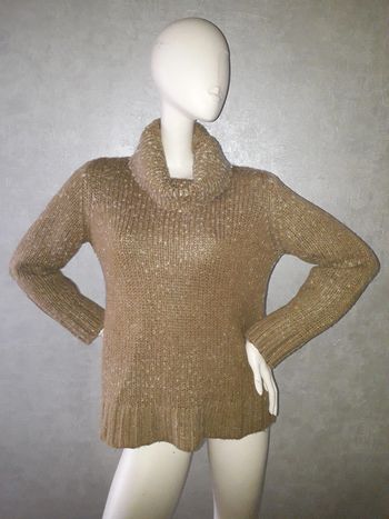 pull col roulé camel moucheté blanc camaïeu taille 40