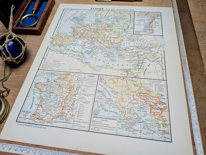 Imprimée en 1900, l'Europe en 1270. Original Vintage Authentique. - photo numéro 3
