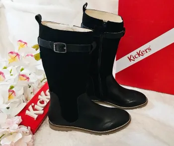 Bottes Hautes Cavalières Cuir Zip Kickers T31