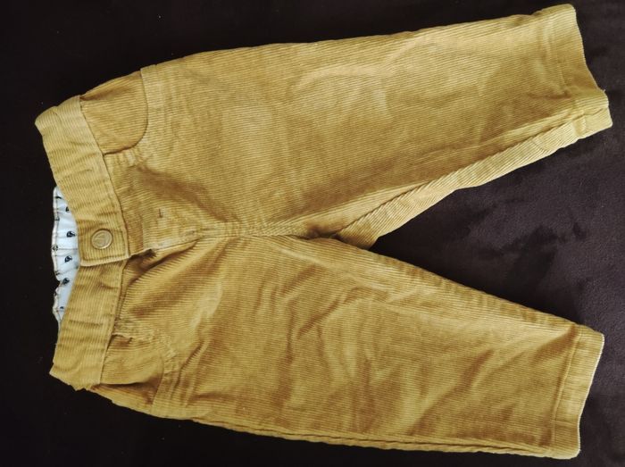 Pantalon velours côtelé moutarde 6 mois - photo numéro 2