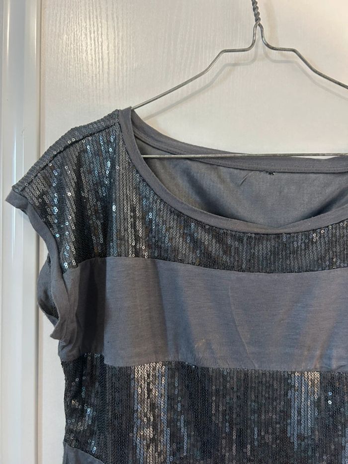 Tee-shirt rayé à sequins Zara - photo numéro 5