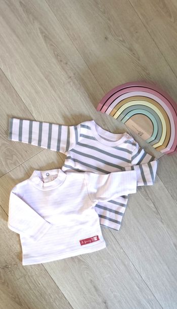 2 T shirt manches longues rose 3-6 mois