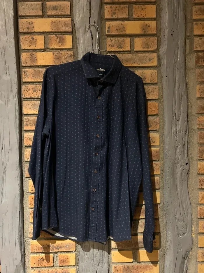 Chemise homme à motifs, café coton, taille L
