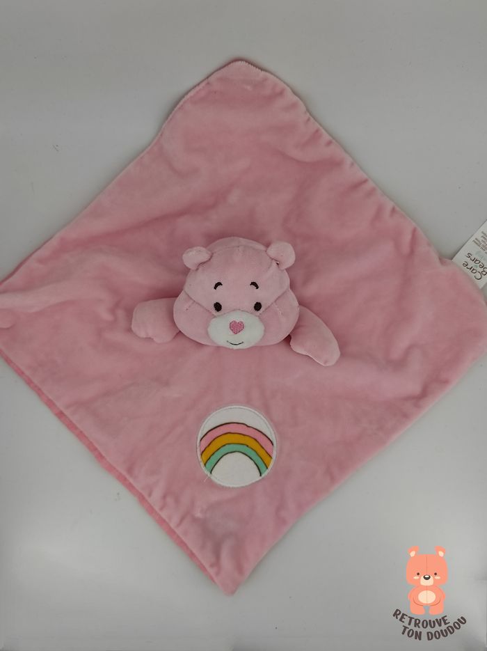 Doudou Plat Bisounours Rose Arc-en-ciel Care Bears - photo numéro 2