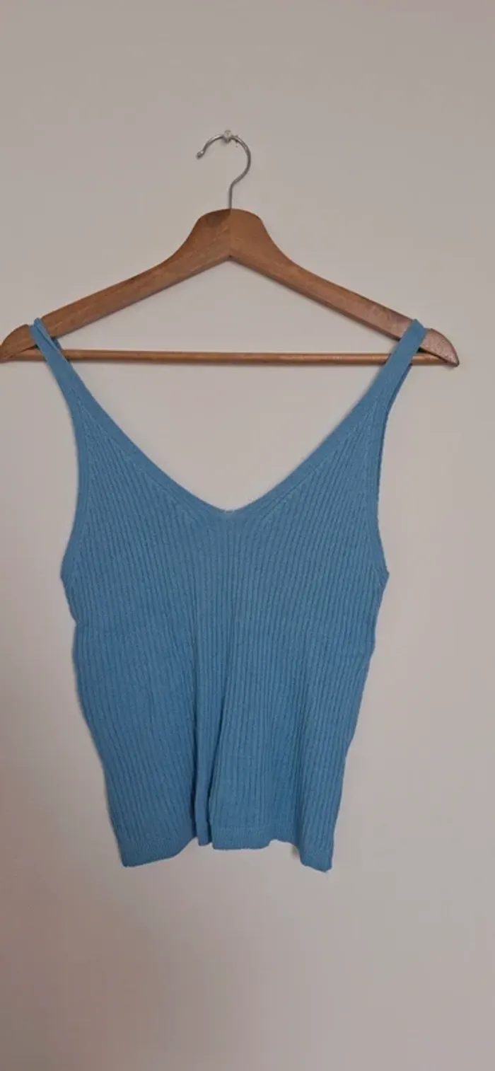 Top crochet en coton bleu taille S Neuf - photo numéro 2