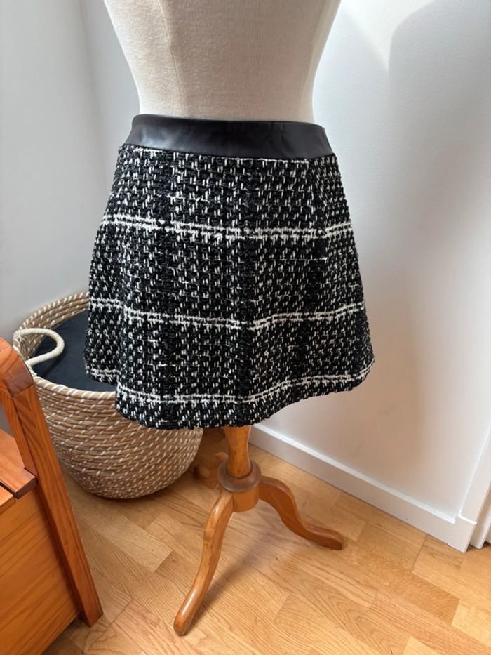 🤍 mini jupe effet tweed - Sisley - T 40 - photo numéro 6