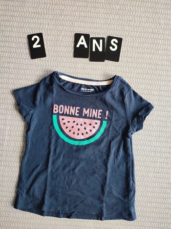 T-shirt manches courtes à effets paillettes pour fille – Taille 18 mois Marque : Vertbaudet