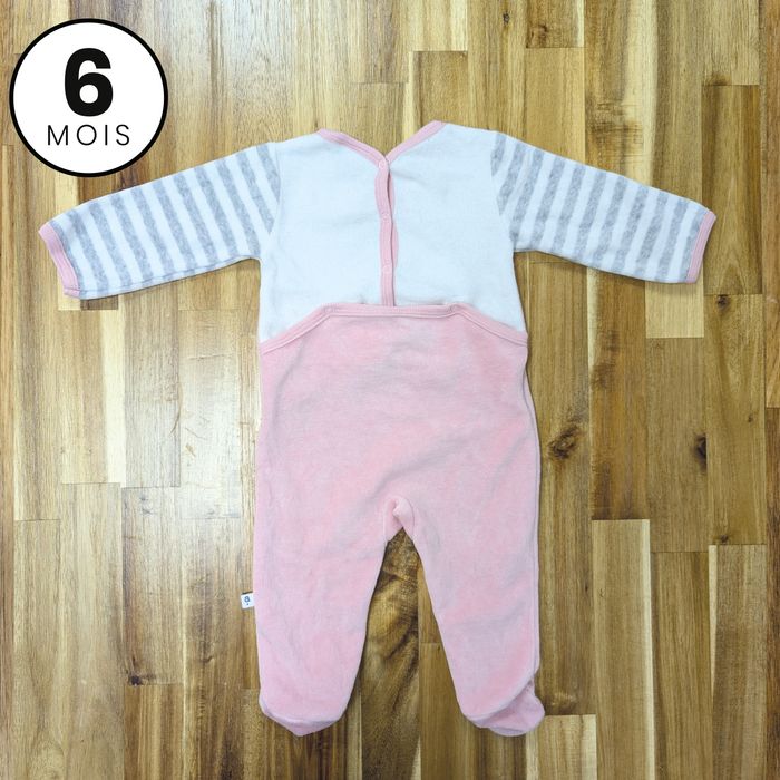 Pyjama velour rose - bébé fille 6 mois - photo numéro 2
