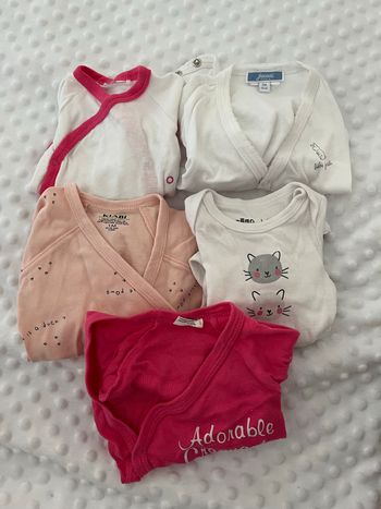 Lot 5 bodies manches longues 0mois